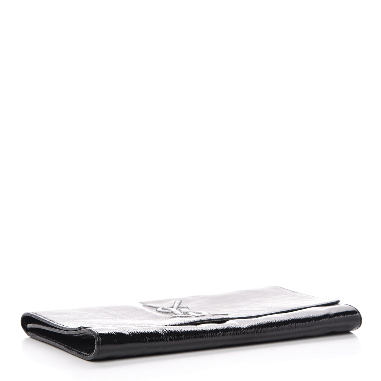 Textured Patent Monogram Large Belle De Jour Clutch Black