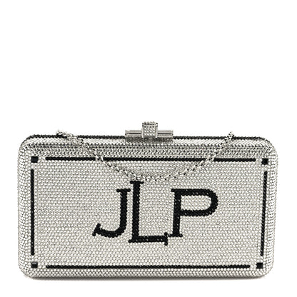 Judith Leiber Crystal Bespoke Slim Slide Clutch Black Silver 1 of 8