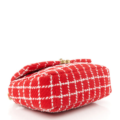 Chanel Tweed Quilted Medium Chanel 19 Flap Red White 4 of 11