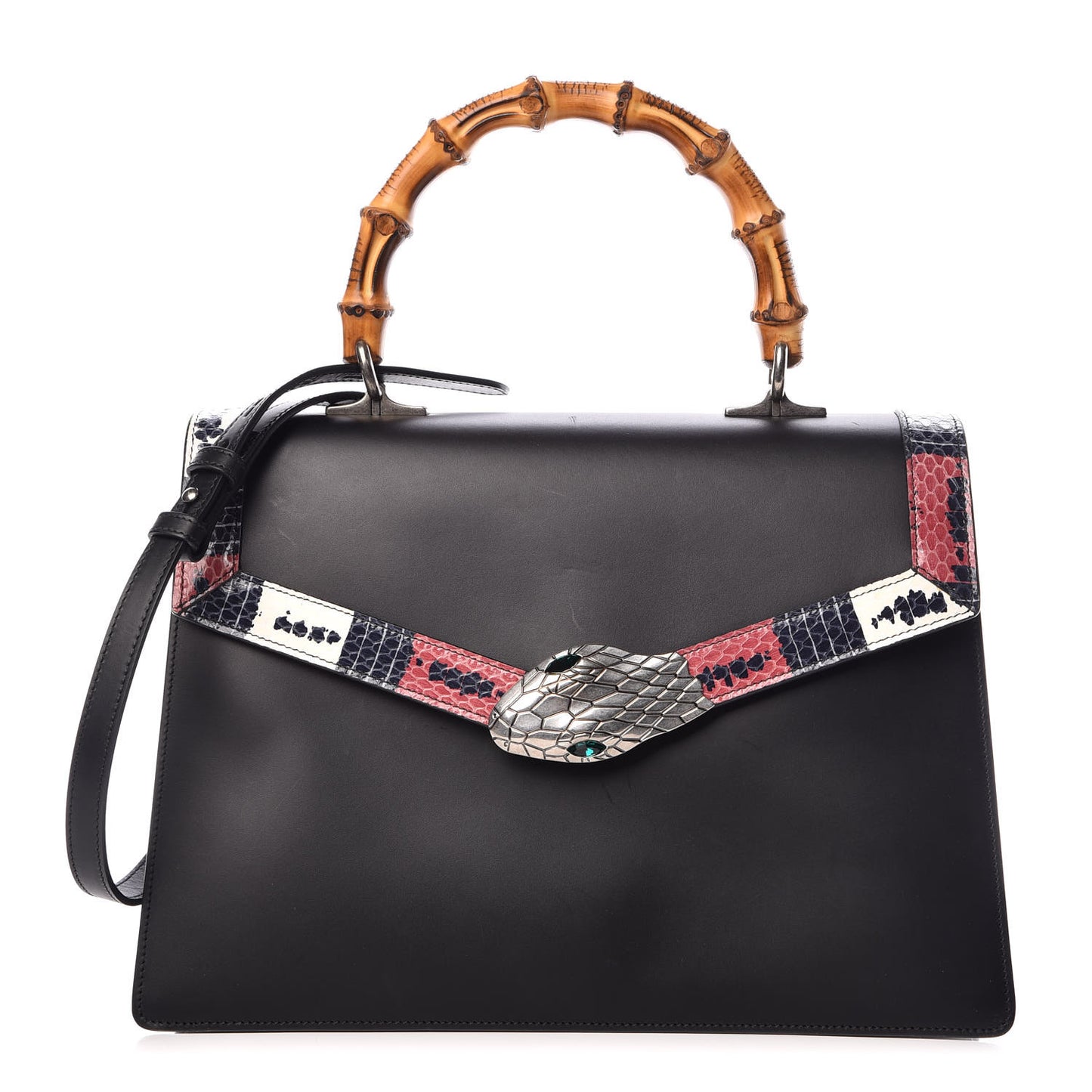 Calfskin Snakeskin Small Lilith Top Handle Bag Black