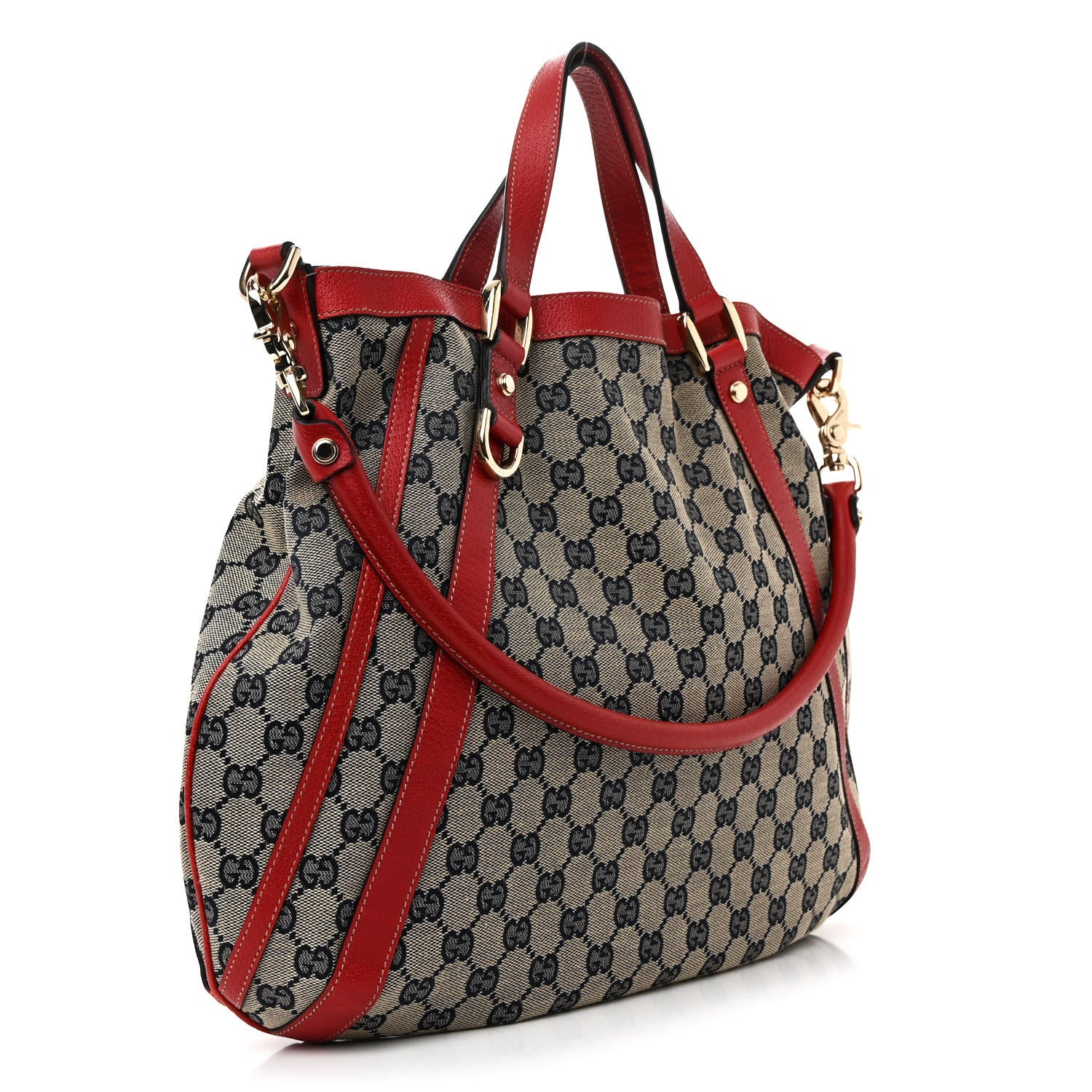Gucci Monogram Medium Abbey Convertible Tote Navy Red 3 of 11