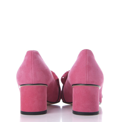 Gucci Kid Scamosciato GG Marmont Fringe 50mm Loafer Pumps 36.5 Hot Pink 7 of 11