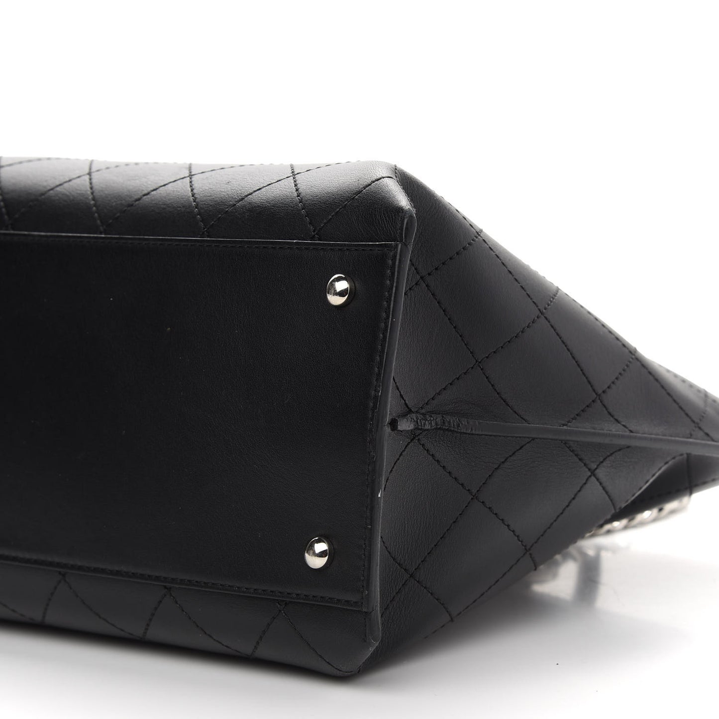 Calfskin Stitched Shopping Tote Black