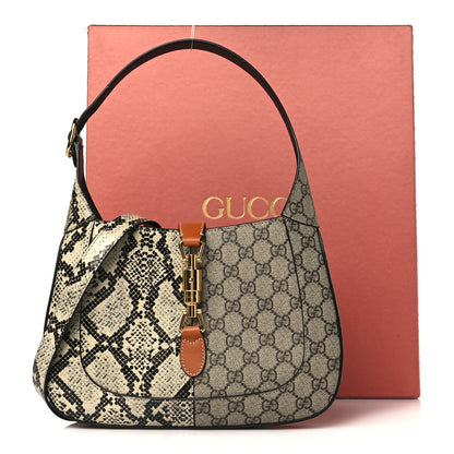 Gucci GG Supreme Monogram Snakeskin Small Jackie 1961 Hobo Beige Ebony 10 of 10