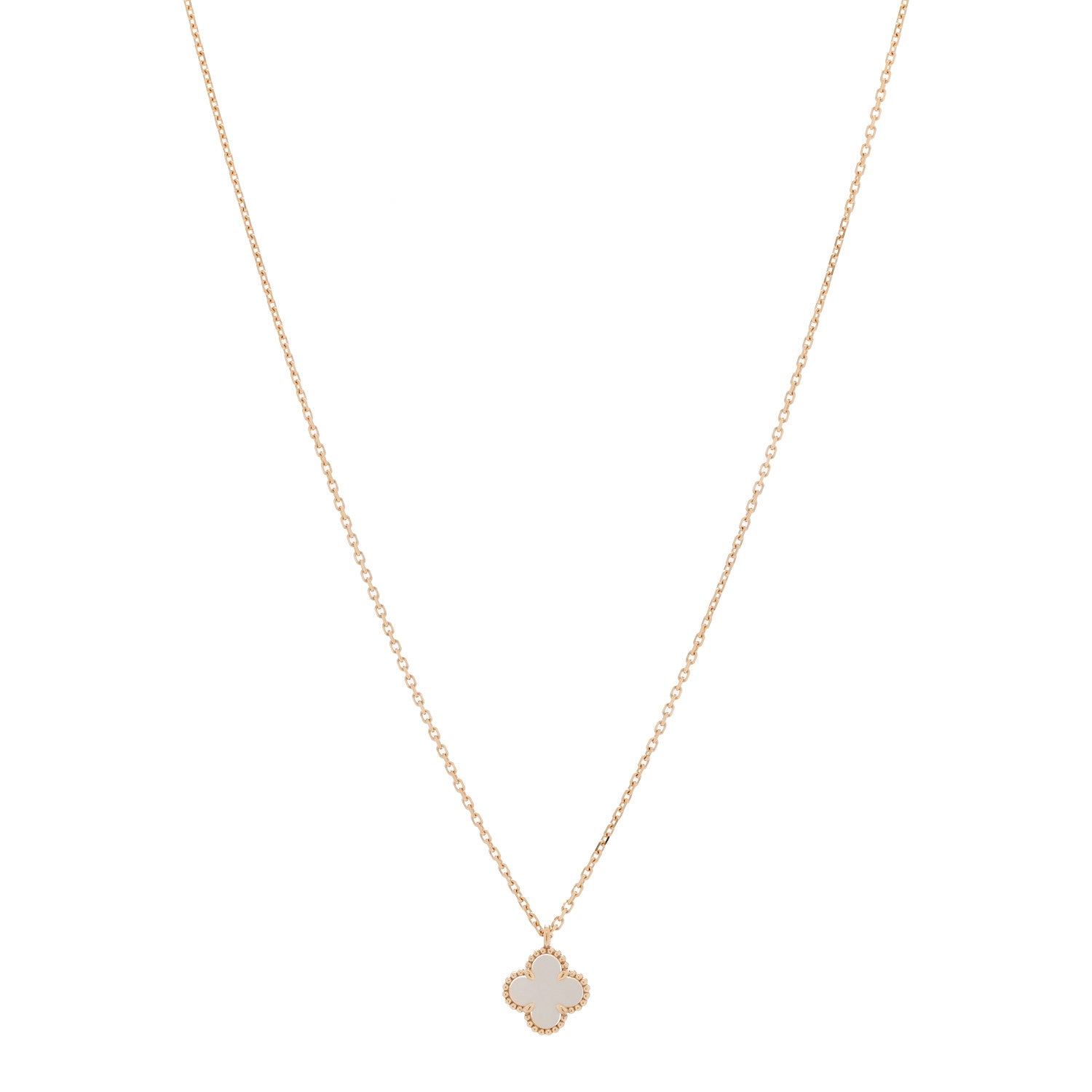 Van Cleef & Arpels 18K Yellow Gold Mother of Pearl Sweet Alhambra Pendant Necklace 1 of 6