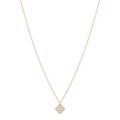 Van Cleef & Arpels 18K Yellow Gold Mother of Pearl Sweet Alhambra Pendant Necklace 1 of 6