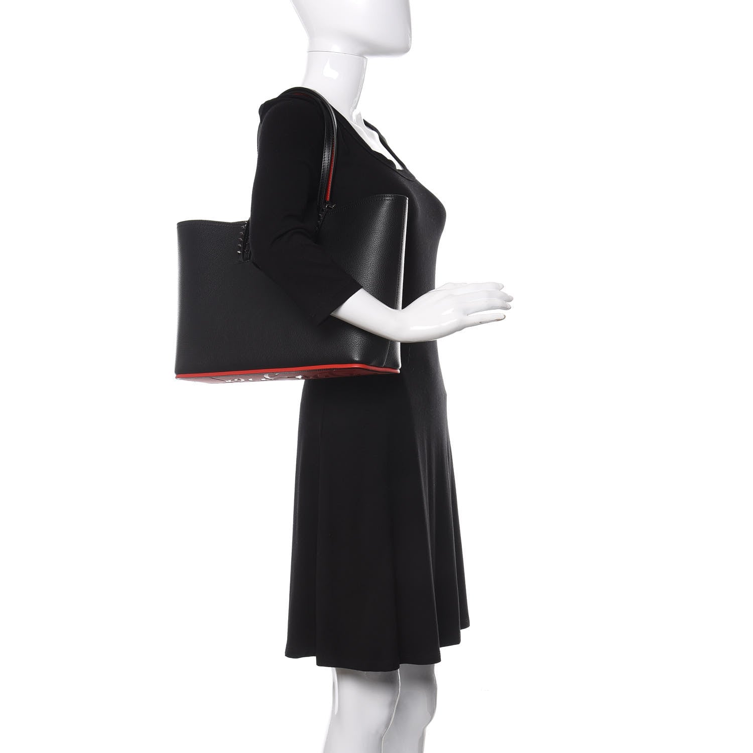 Christian Louboutin Calfskin Spikes Small East West Cabata Tote Black 2 of 12