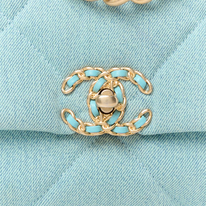 Chanel Denim Quilted Medium Chanel 19 Flap Light Blue 9 of 12