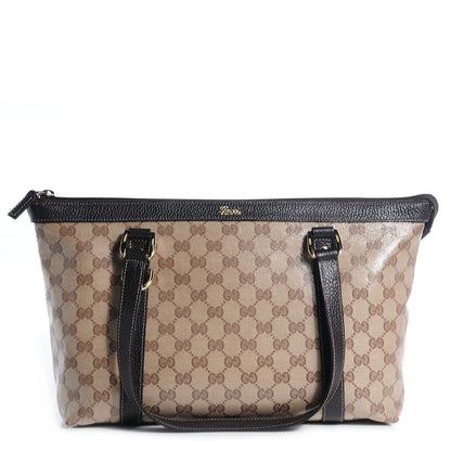 Gucci Crystal Monogram Abbey Zippered Tote Dark Brown 1 of 7