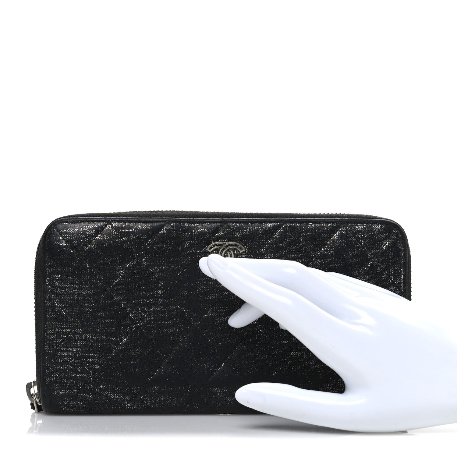 Chanel Iridescent Calfskin Quilted Zip Around Wallet Grey 2 of 9