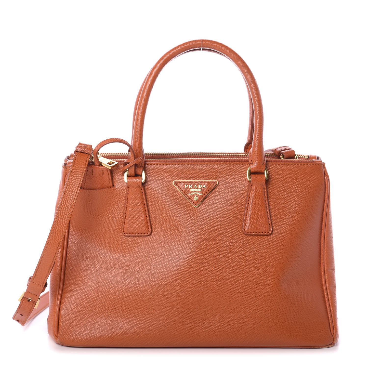 Prada Saffiano Small Galleria Double Zip Tote Papaya 1 of 10
