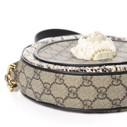 Gucci GG Supreme Monogram Patchwork Cat Round Shoulder Bag White Beige 8 of 10