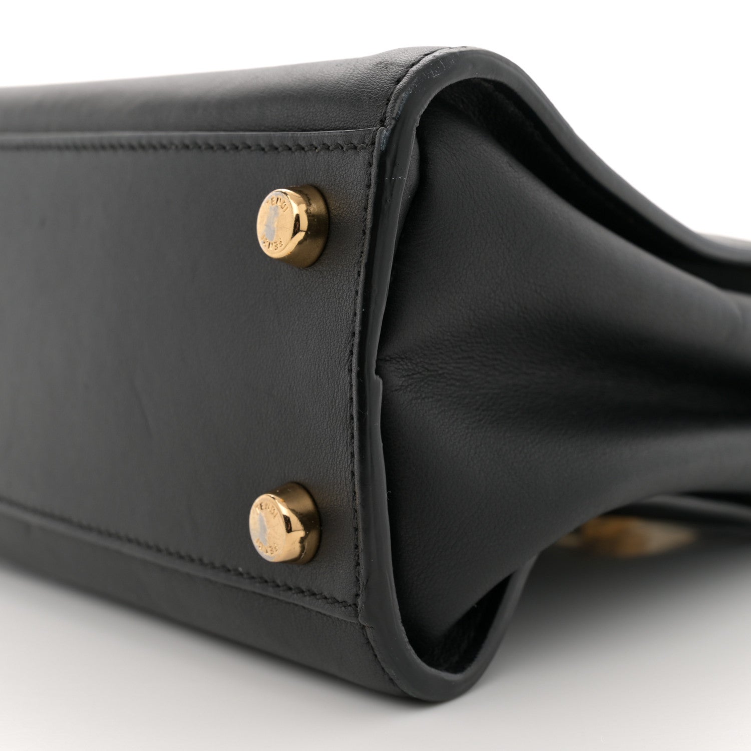 Fendi Vitello Tahiti Burro Medium Peekaboo Iconic Essentially Satchel Black Corda 9 of 15