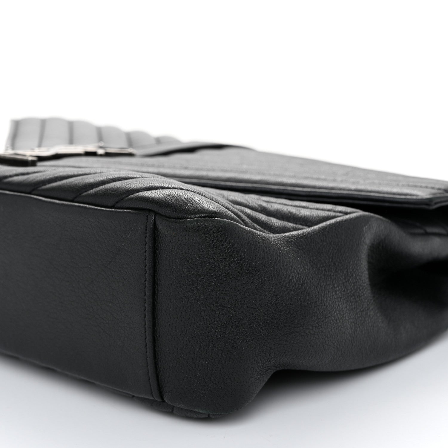 Saint Laurent Sheepskin Matelasse Chevron Monogram Large College Satchel Black 10 of 11