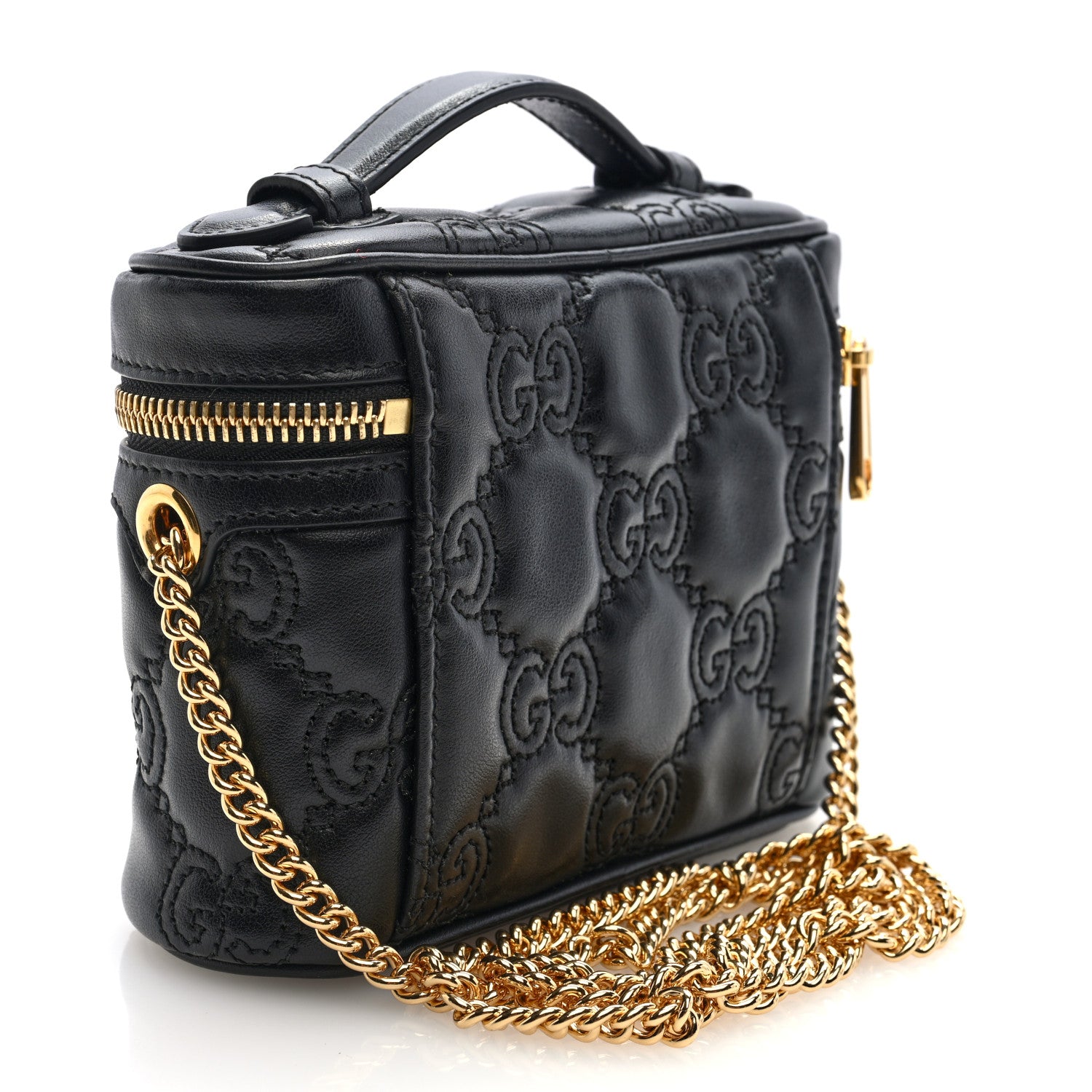 Gucci Calfskin GG Matelasse Mini Top Handle Bag Black 3 of 9