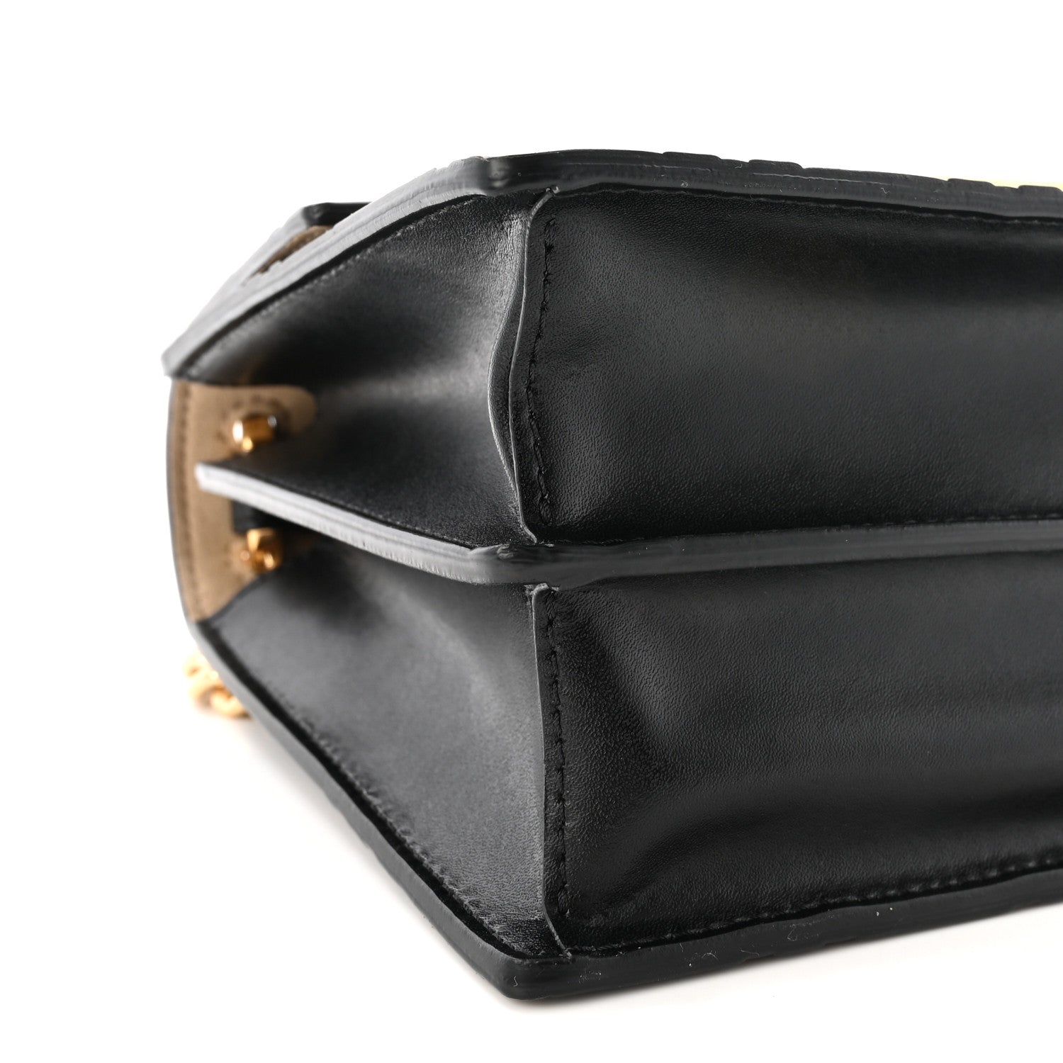 Fendi Vitello Liberty Bi-Color FF 1974 Embossed Small Kan U Shoulder Bag Maya Black 9 of 10
