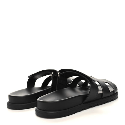 Hermes Calfskin Womens Chypre Sandals 39.5 Black 4 of 9