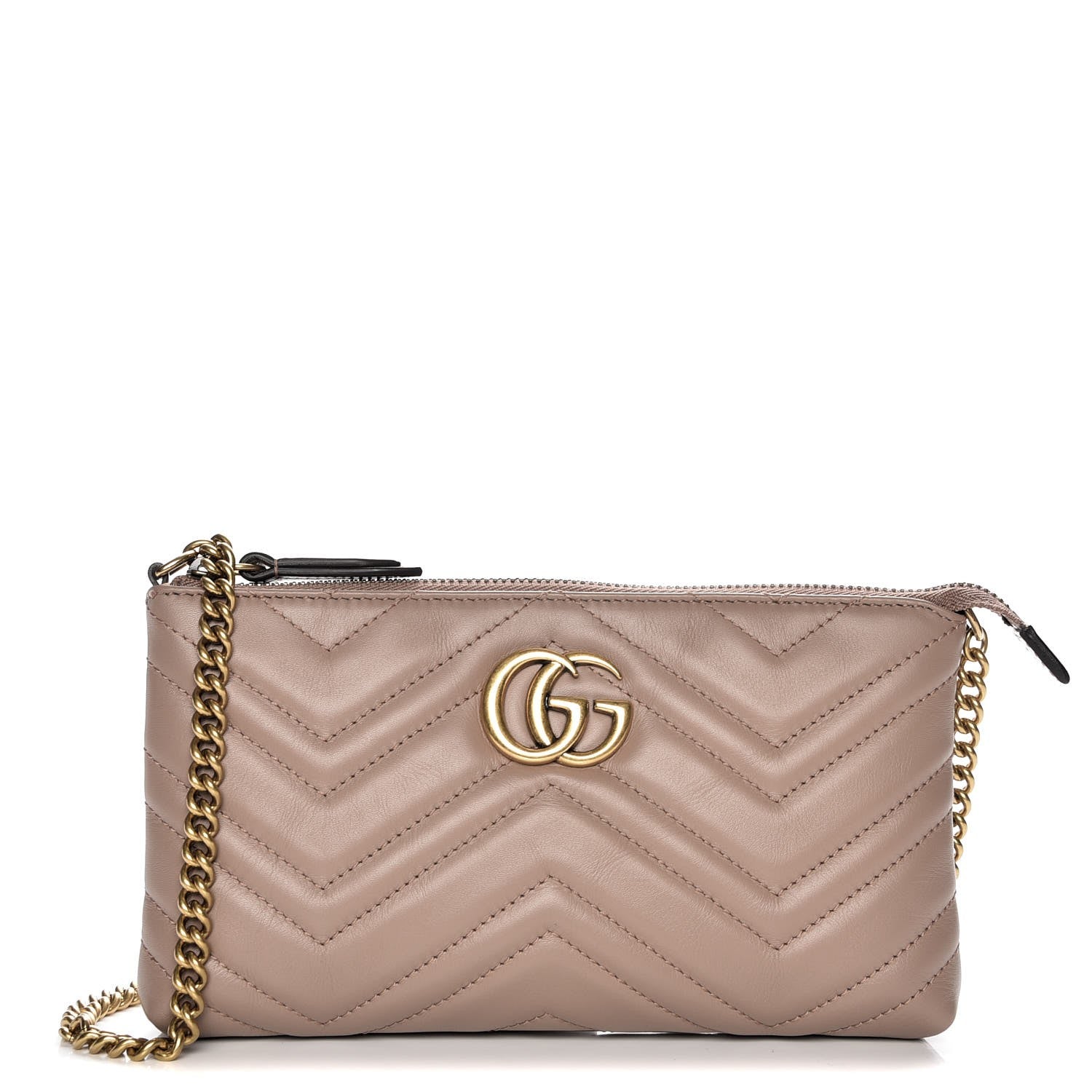 Gucci Calfskin Matelasse Mini GG Marmont Chain Bag Porcelain Rose 1 of 8