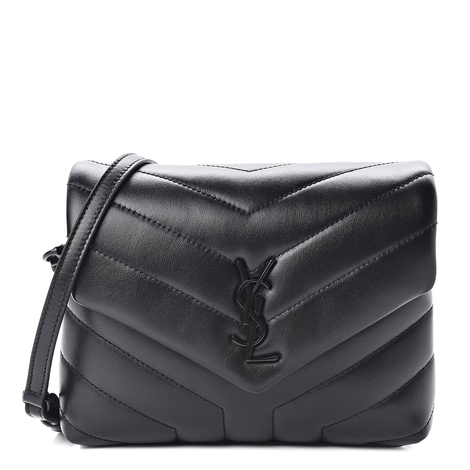 Saint Laurent Calfskin Y Quilted Monogram Toy Loulou Crossbody Bag Black 1 of 11