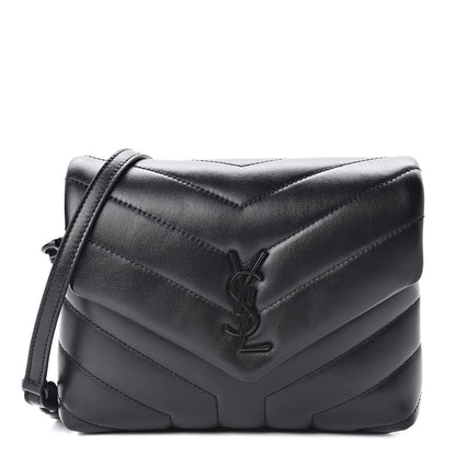 Saint Laurent Calfskin Y Quilted Monogram Toy Loulou Crossbody Bag Black 1 of 11