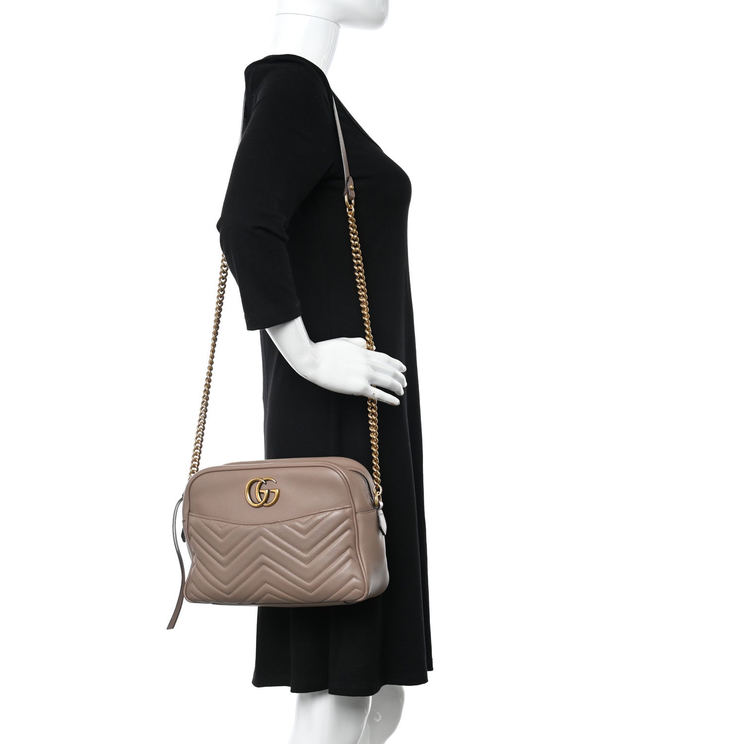 Gucci Calfskin Matelasse Medium GG Marmont Chain Shoulder Bag Porcelain Rose 2 of 18
