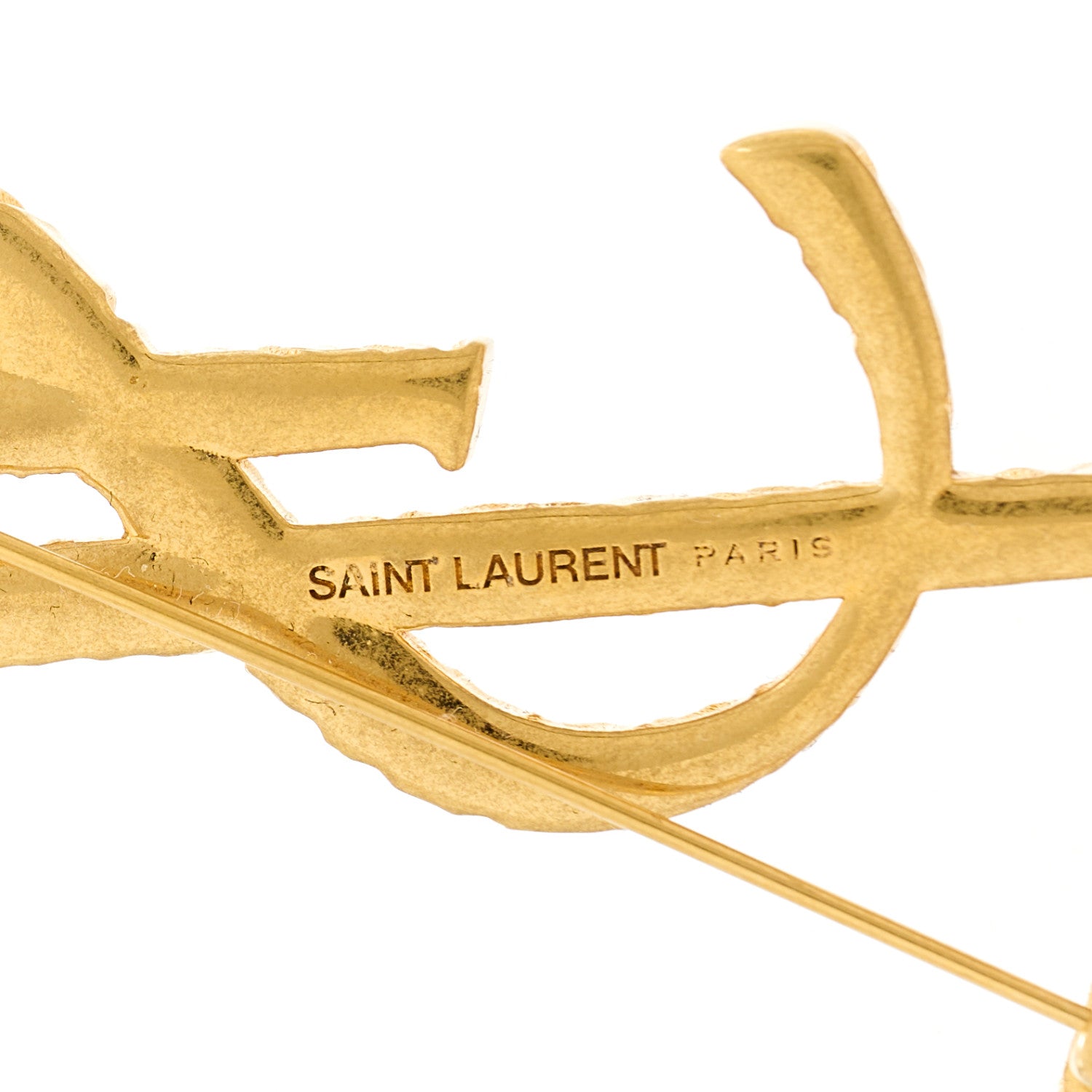 Saint Laurent Brass Cassandre Opyum YSL Twisted Brooch Gold 3 of 4
