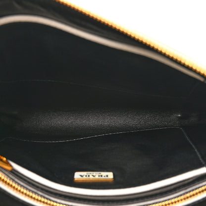 Prada Saffiano Lux Colorblock Clutch Black Talco 5 of 9
