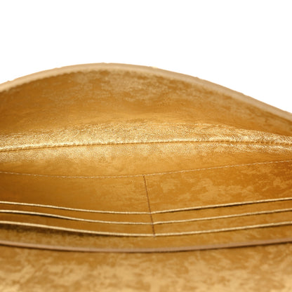 Bottega Veneta Metallic Satin Lambskin Intrecciato Long Andiamo Top Handle Clutch Gold 5 of 10