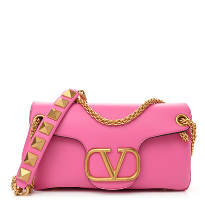 Valentino Garavani Nappa Stud Sign Shoulder Bag Feminine Pink 1 of 9