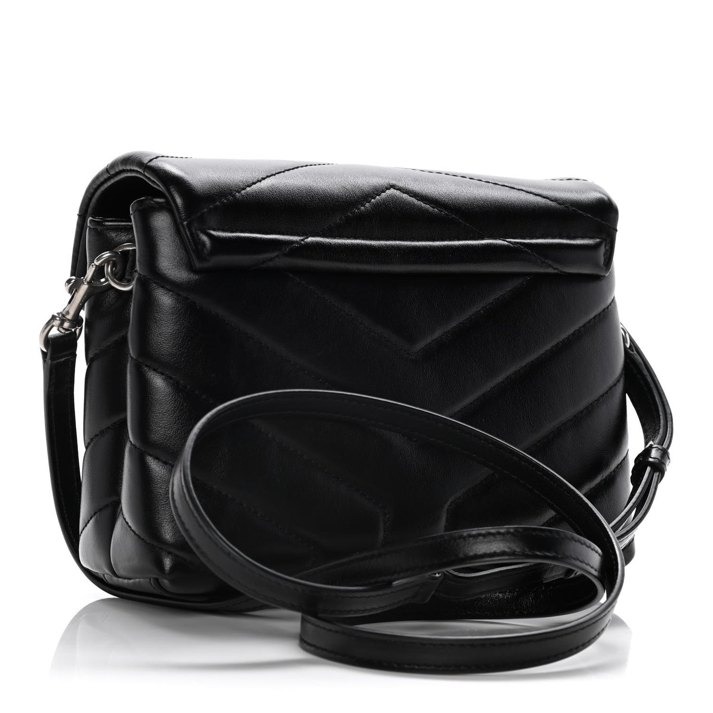 Calfskin Y Quilted Monogram Toy Loulou Crossbody Bag Black