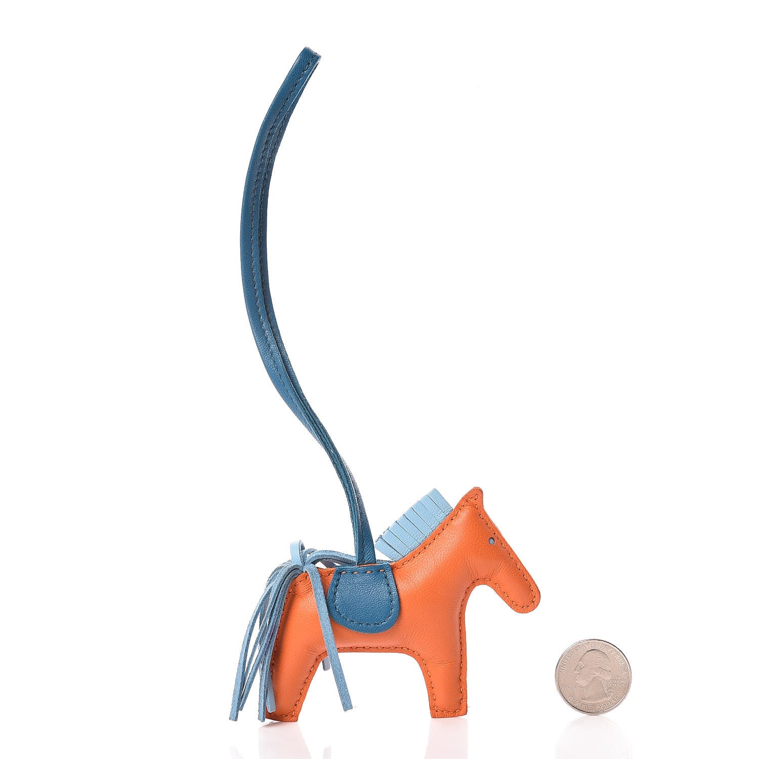 Hermes Milo Lambskin Grigri Rodeo Horse Bag Charm PM Feu Celeste Bleu Izmir 2 of 4