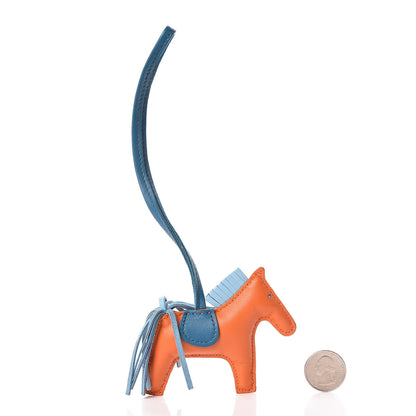 Hermes Milo Lambskin Grigri Rodeo Horse Bag Charm PM Feu Celeste Bleu Izmir 2 of 4