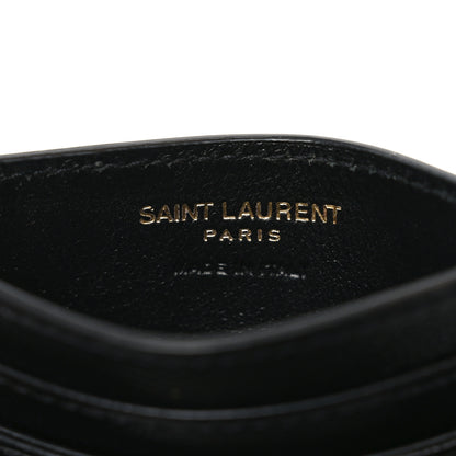 Saint Laurent Grain De Poudre Matelasse Chevron Cassandre Credit Card Case Black 6 of 7
