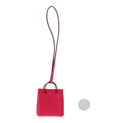 Hermes Milo Lambskin Swift Shopping Bag Charm Rose Mexico 2 of 5