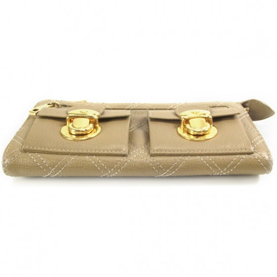Leather Quilted Zip Wallet