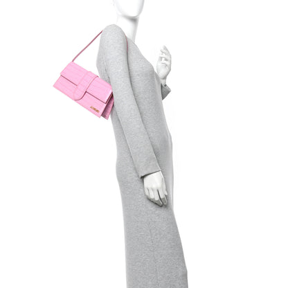 Jacquemus Calfskin Crocodile Embossed Le Bambino Long Pink 2 of 9
