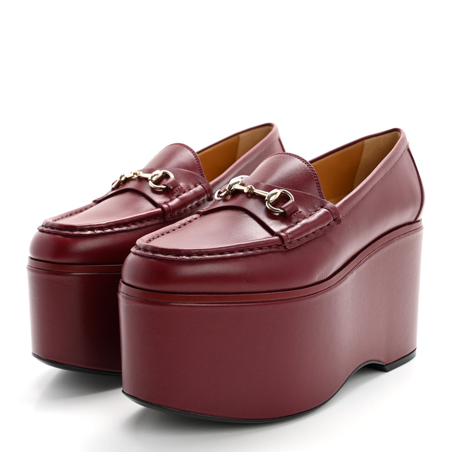 Ancora Calfskin Womens Horsebit Platform Loafers 36.5 Rosso