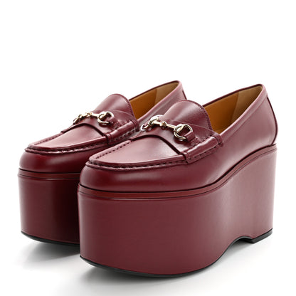 Gucci Ancora Calfskin Womens Horsebit Platform Loafers 36.5 Rosso 3 of 13