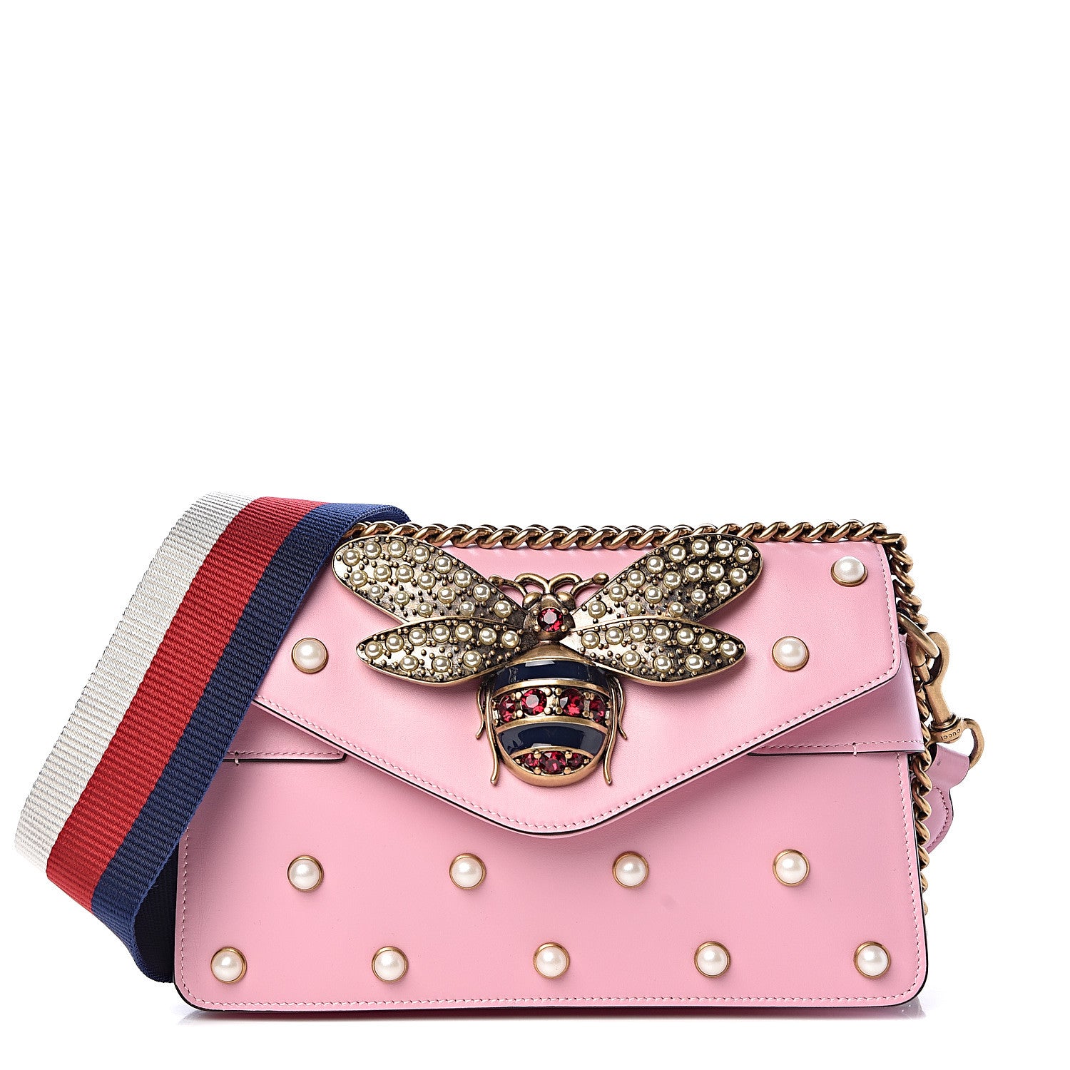 Gucci Nappa Pearl Studded Mini Queen Margaret Broadway Shoulder Bag Sugar Pink 1 of 13