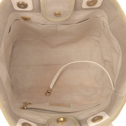 Chanel Mixed Fibers Calfskin Small Deauville Tote Beige White 6 of 17
