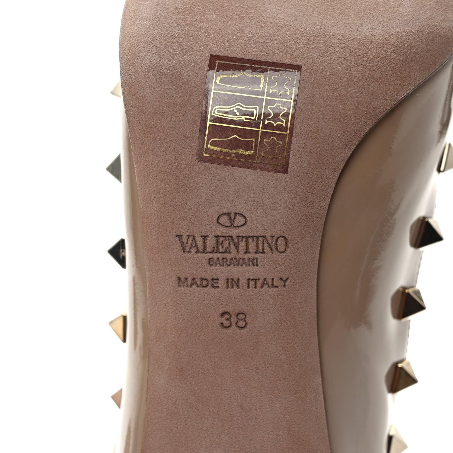 Valentino Garavani Patent Suede Rockstud Ankle Booties 38 Poudre 6 of 8