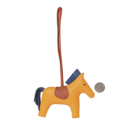 Hermes Milo Lambskin Grigri Rodeo Horse Bag Charm MM Jaune D'Or Bleu Agate Cornaline 2 of 4