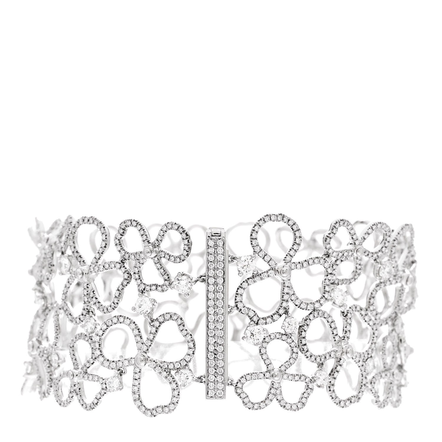 Tiffany Platinum Diamond Wide Paper Flowers Bracelet 2 of 4