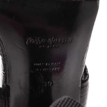 Saint Laurent Calfskin Crocodile Embossed Sandals 39 Black 8 of 12