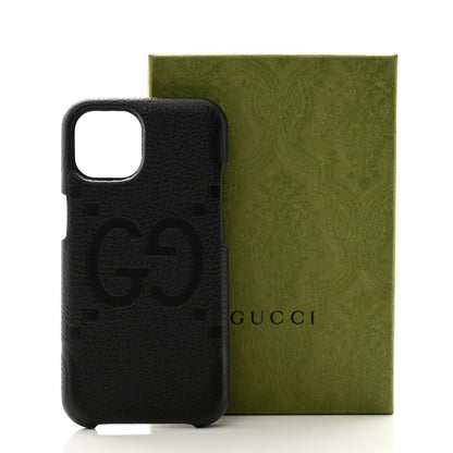 Gucci Piuma Calfskin Jumbo GG Embossed iPhone 15 Phone Case Black 5 of 5