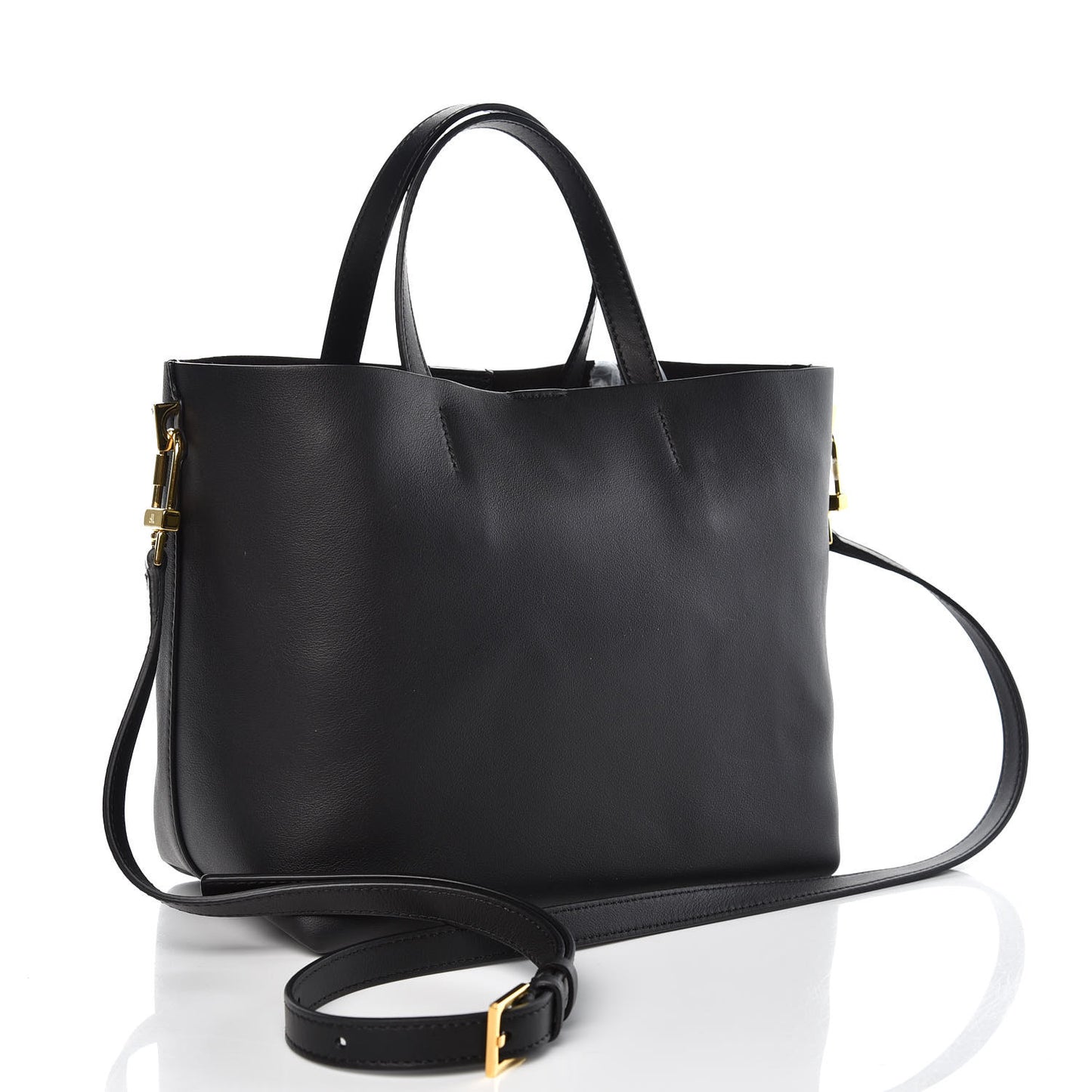 Calfskin Perforated Mini Logo Tote Black