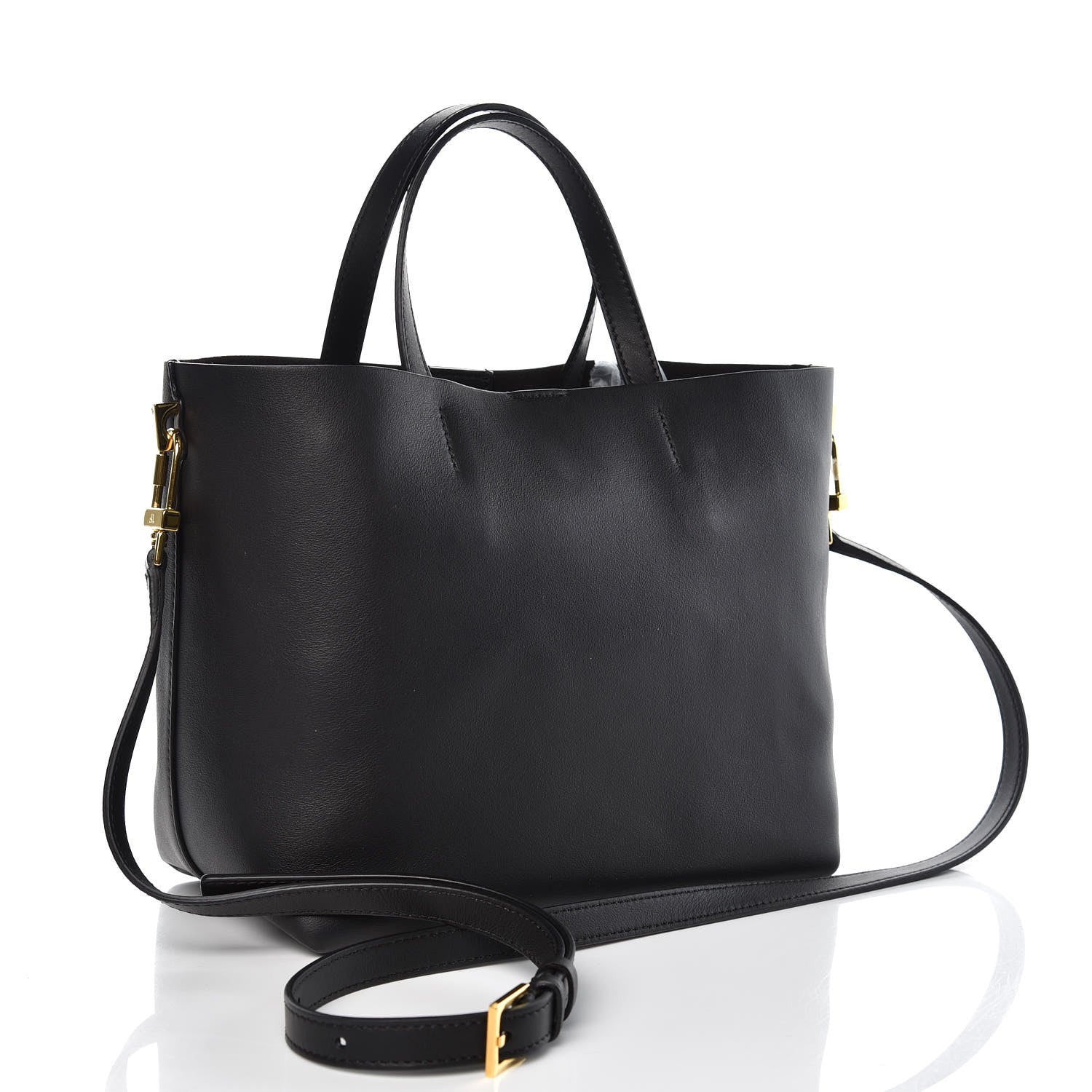 Tom Ford Calfskin Perforated Mini Logo Tote Black 3 of 6