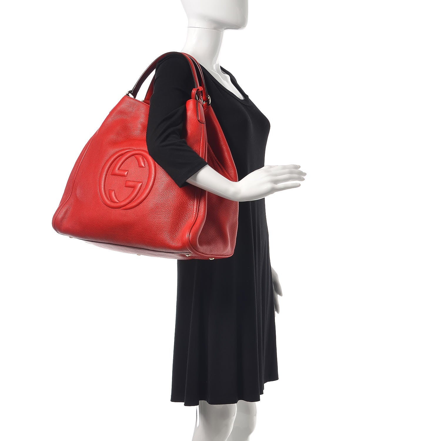 Gucci Pebbled Calfskin Large Soho Shoulder Bag Red 2 of 15