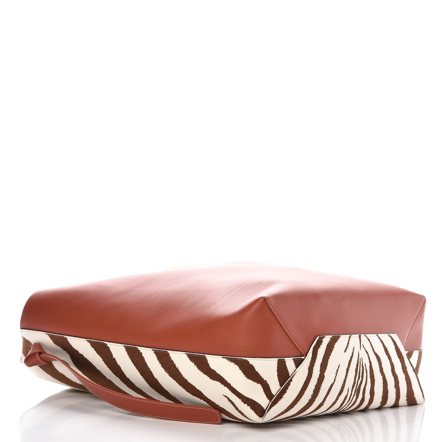 Smooth Calfskin Felt Zebra Printed Oversized Twisted Cabas Chalk Brick
