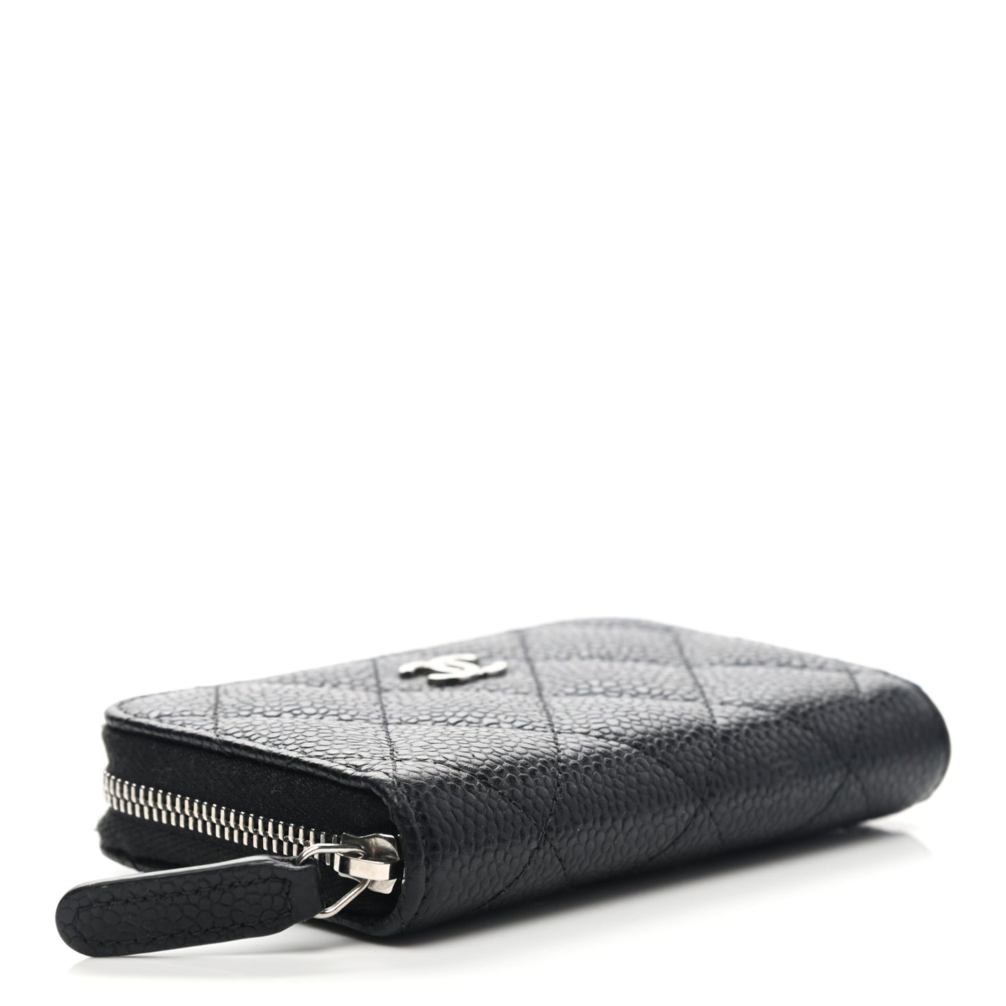 Caviar Quilted Zip Coin Purse Black